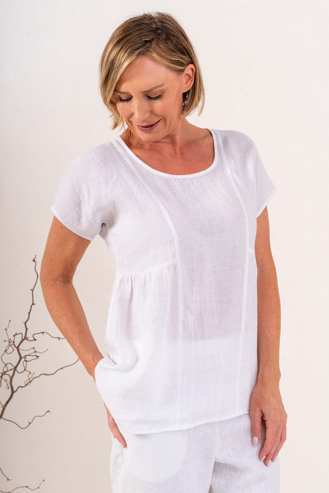 Load image into Gallery viewer, See Saw Womens Cap Sleeve Button Back Top - White
