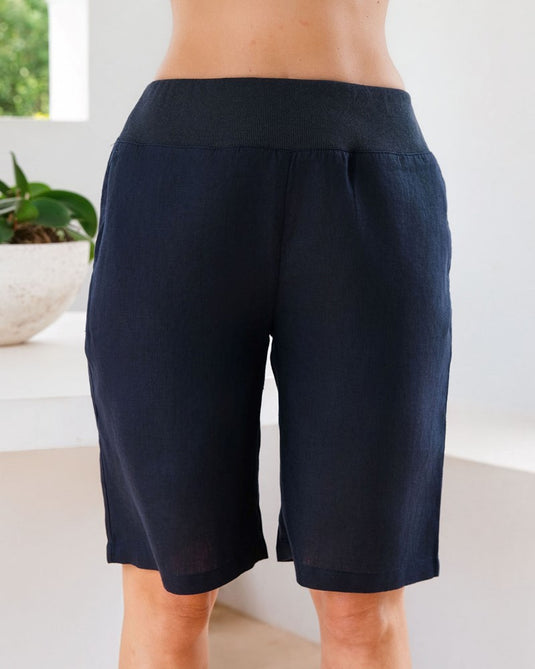 See Saw Womens Rib Waist 2 Pocket Short - Navy