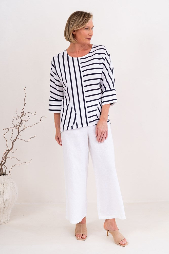 Load image into Gallery viewer, See Saw Womens Dolman Sleeve Top - Navy/ White Stripe
