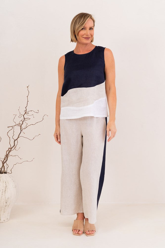 Load image into Gallery viewer, See Saw Womens Linen Spliced Tank
