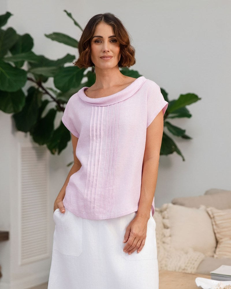 Load image into Gallery viewer, See Saw Womens Pleat Front Cowl Neck Top - Pink
