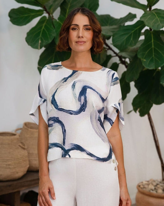 See Saw Womens Linen Envelope Top