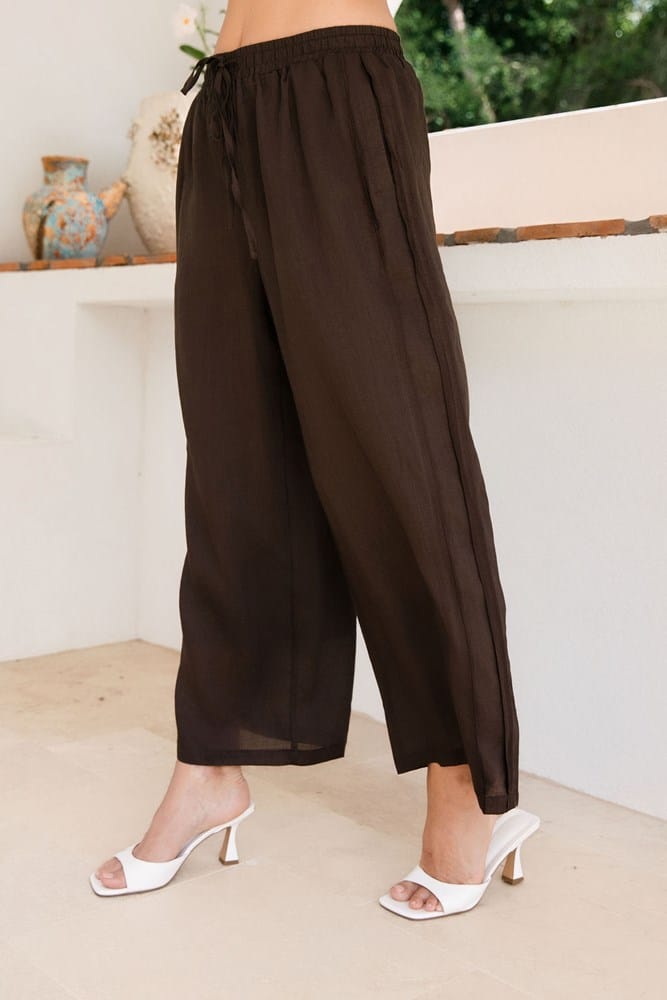 Load image into Gallery viewer, See Saw Womens 100% Ramie Elastic Waist Wide Leg Pant

