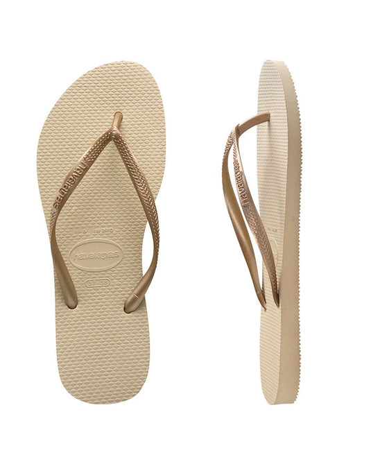Havaianas Womens Slim Metallic Sand Grey/Light Golden - Thongs