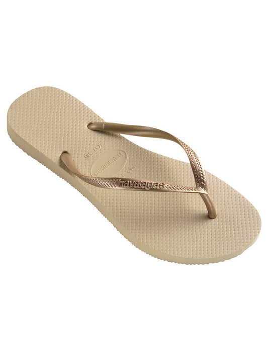 Havaianas Womens Slim Metallic Sand Grey/Light Golden - Thongs