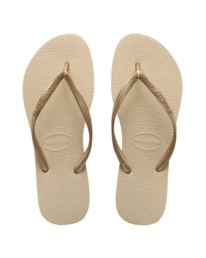 Load image into Gallery viewer, Havaianas Womens Slim Metallic Sand Grey/Light Golden - Thongs
