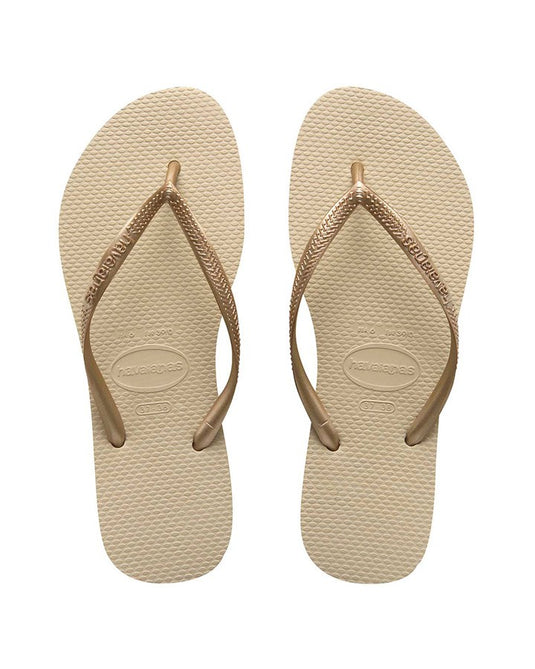 Havaianas Womens Slim Metallic Sand Grey/Light Golden - Thongs