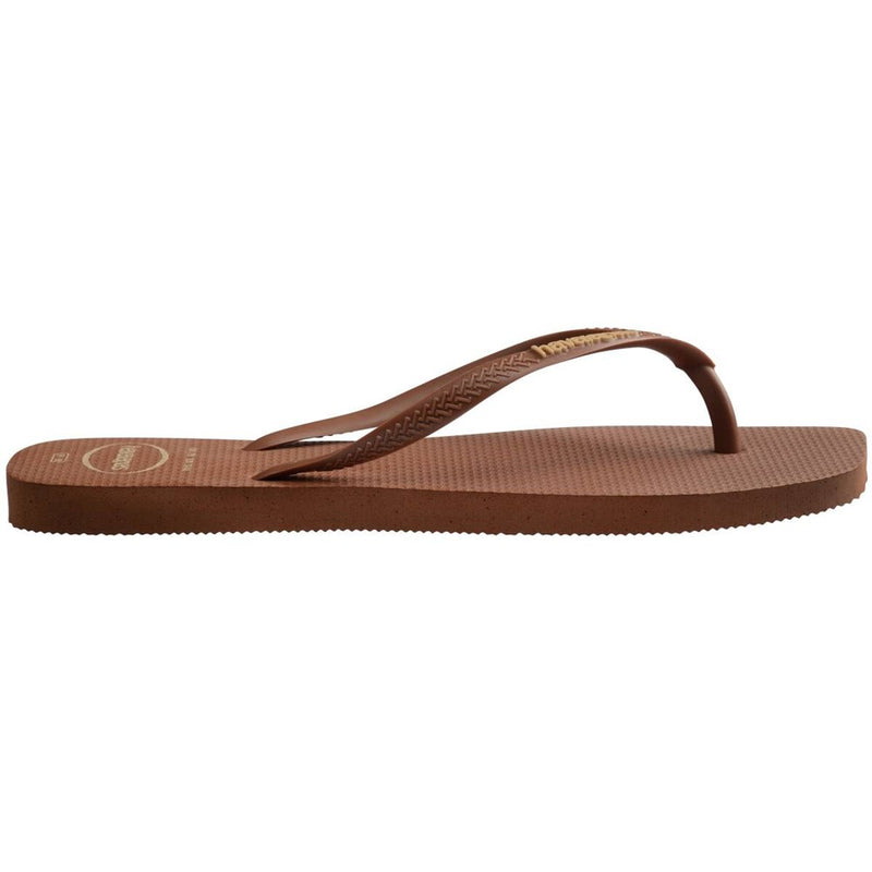 Load image into Gallery viewer, Havaianas Womens Slim Square Logo Pop Up Rust Thongs
