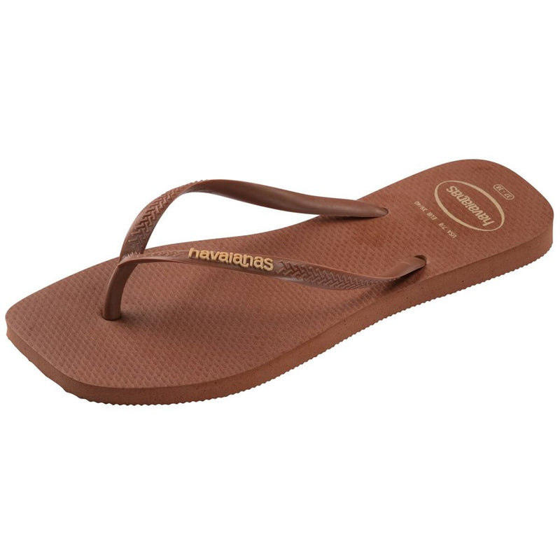 Load image into Gallery viewer, Havaianas Womens Slim Square Logo Pop Up Rust Thongs
