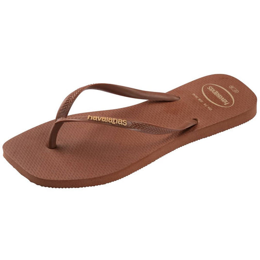 Havaianas Womens Slim Square Logo Pop Up Rust Thongs