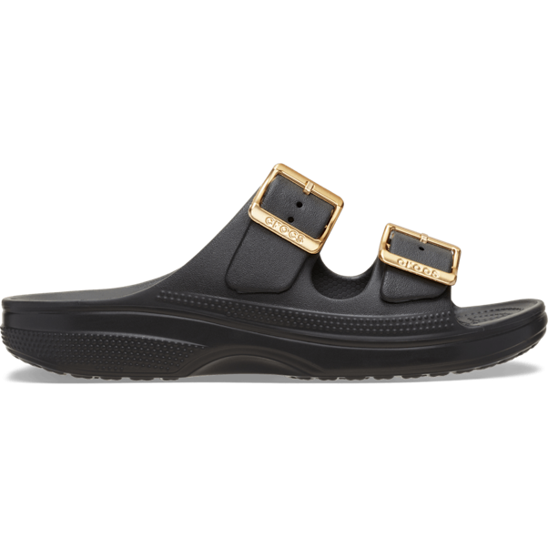 Load image into Gallery viewer, Crocs Womens Saturday Metallic Buckle Sandal - Black
