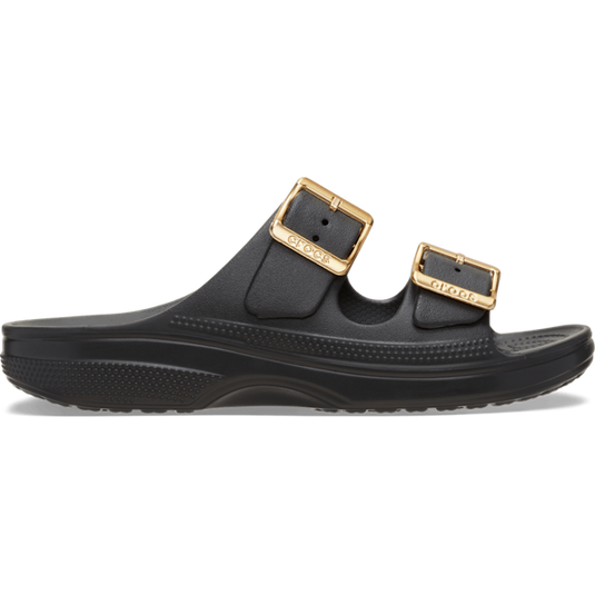 Crocs Womens Saturday Metallic Buckle Sandal - Black