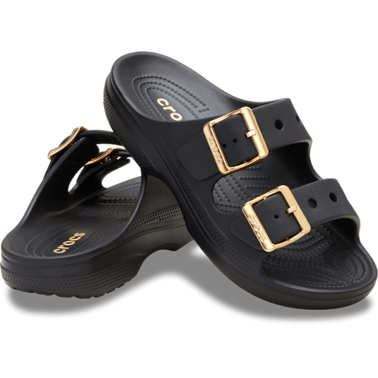 Crocs Womens Saturday Metallic Buckle Sandal - Black