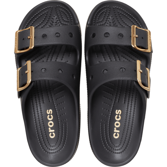Crocs Womens Saturday Metallic Buckle Sandal - Black