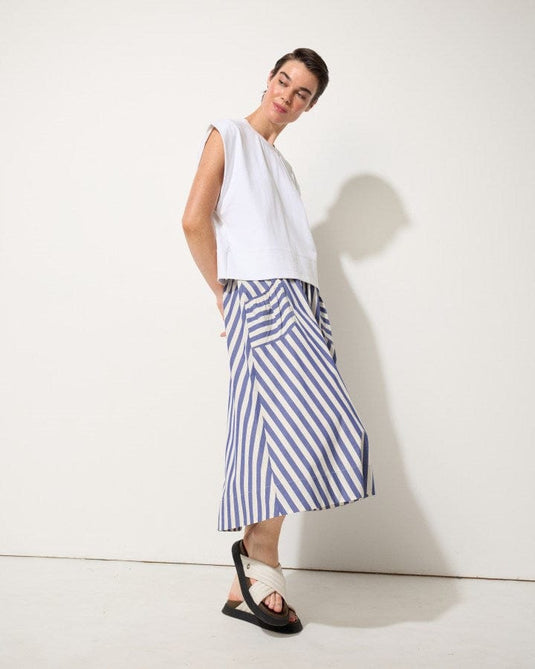 Marco Polo Womens Spliced Stripe Skirt