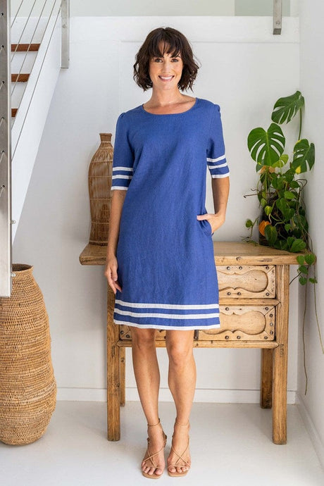 See Saw Womens Linen Short Sleeve Spliced Dress