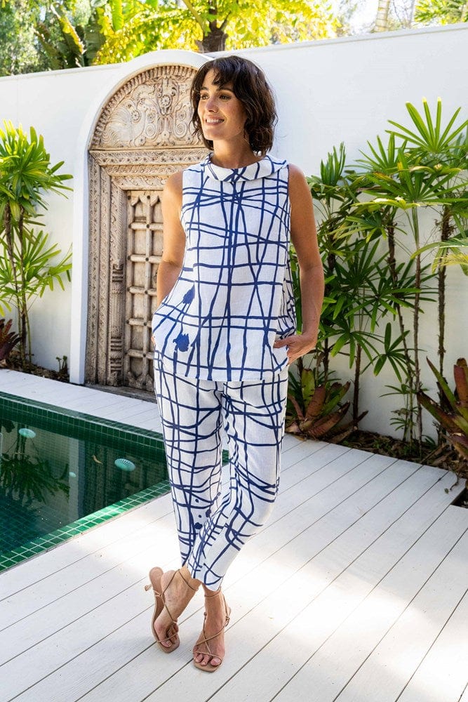 Load image into Gallery viewer, See Saw Womens Linen 7/8 Flat Front Pant - Tokyo Streets
