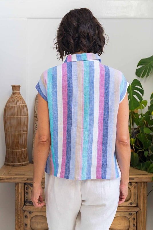 See Saw Womens Sleeveless Linen Shirt