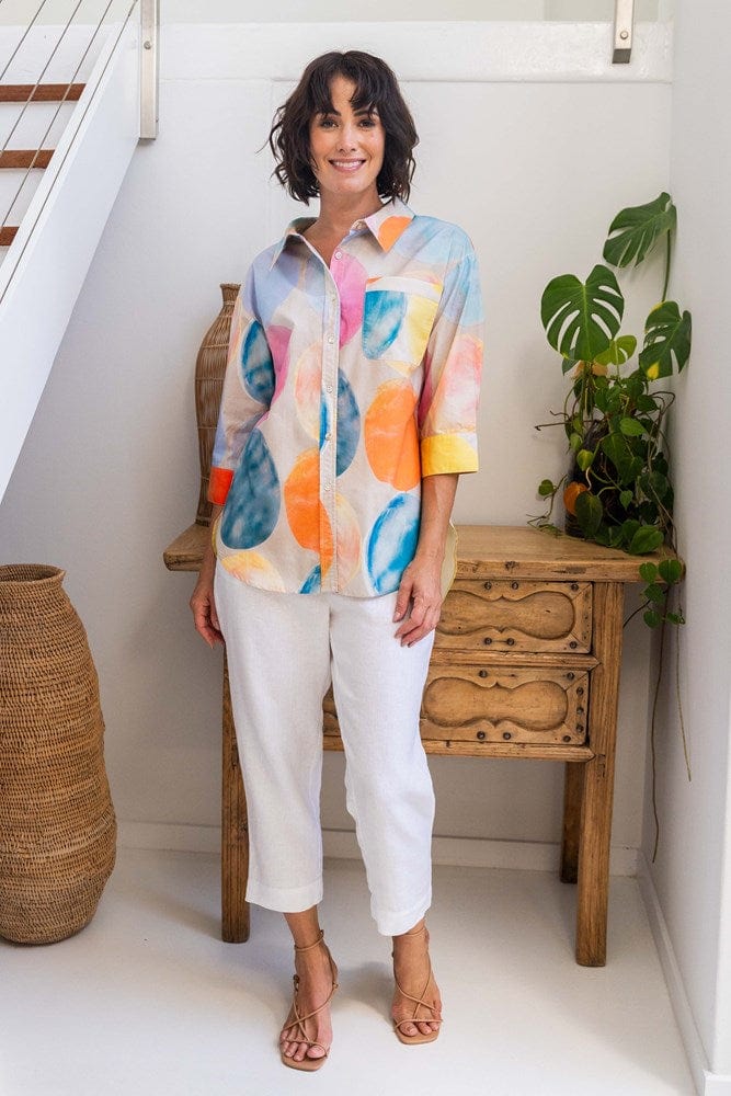 Load image into Gallery viewer, See Saw Womens Cotton 1 Pocket Elbow Sleeve Shirt - Pastel Spot
