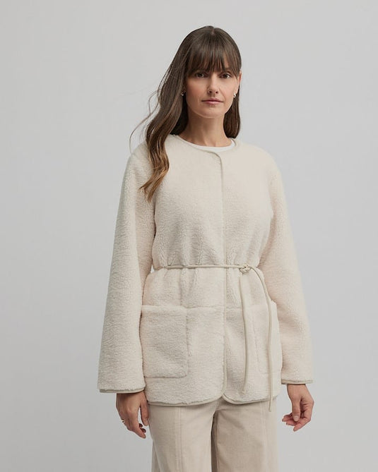 Yarra Trail Womens Teddy Coat - Ecru