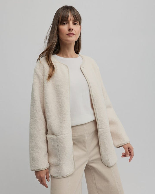 Yarra Trail Womens Teddy Coat - Ecru