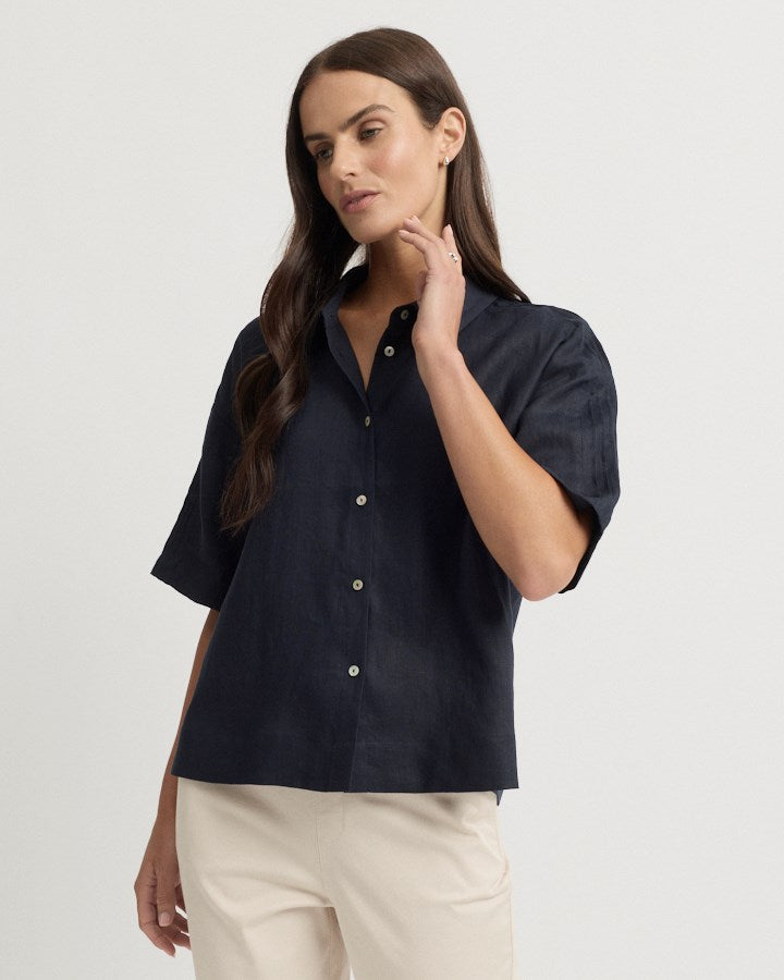 Load image into Gallery viewer, Yarra Trail Womens Tirari Short Sleeve Linen Essence Shirt
