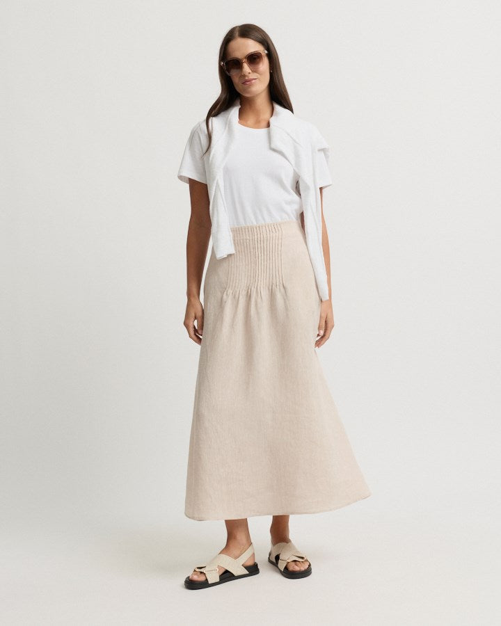 Load image into Gallery viewer, Yarra Trail Womens Tirari Pintuck Skirt - Pebble
