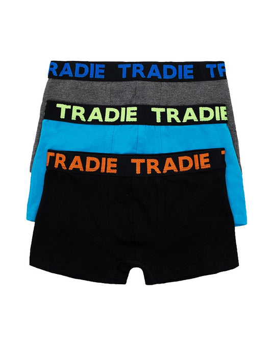 Tradie Boys 3pk Fitted Trunk - Blue/Black/Grey
