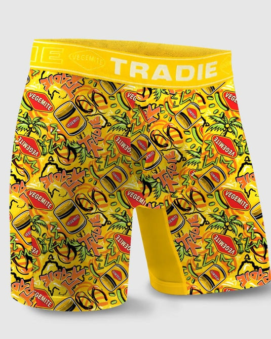 Tradie Mens Bamboo No Chafe Long Length Trunk - Vegemite