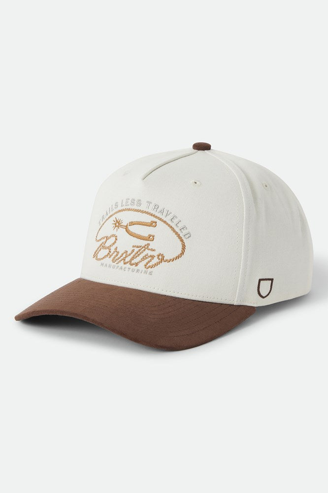 Load image into Gallery viewer, Brixton Trails Snapback - Off White/Walnut Brown

