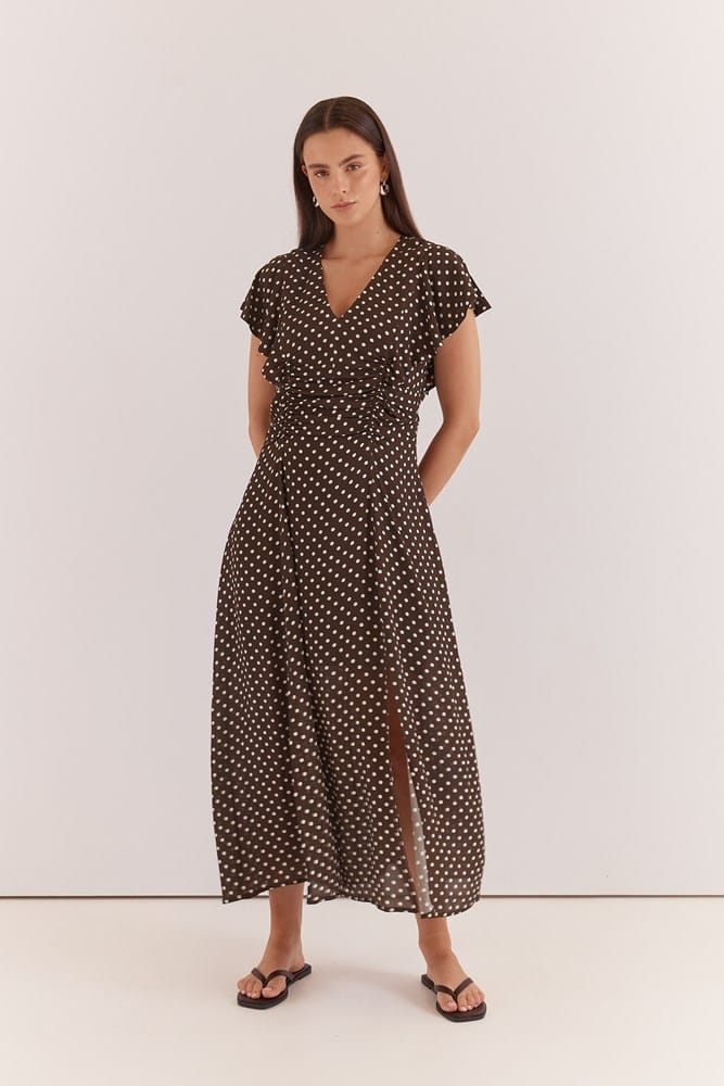 Load image into Gallery viewer, Sass Womens Elba Polka Dot Ruched Waist Dress
