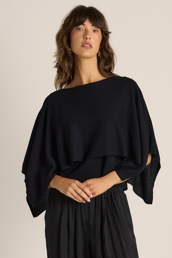 Load image into Gallery viewer, Fate &amp; Becker Womens Kora Cape Top - Black
