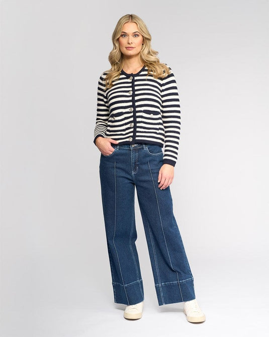 Vassali Womens Avenue Cardi - Ink/Cream