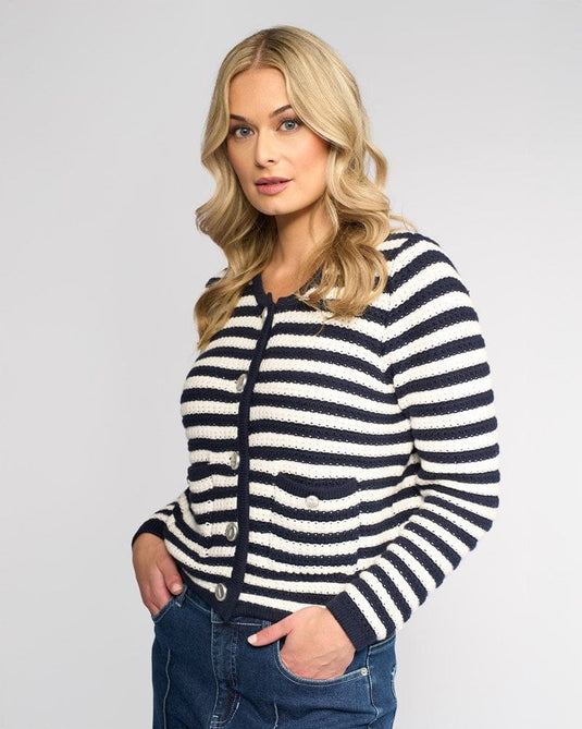 Vassali Womens Avenue Cardi - Ink/Cream