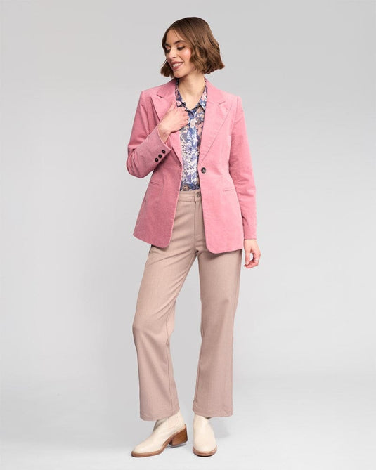 Vassalli Womens Gallery Cord Blazer - Dusty Pink