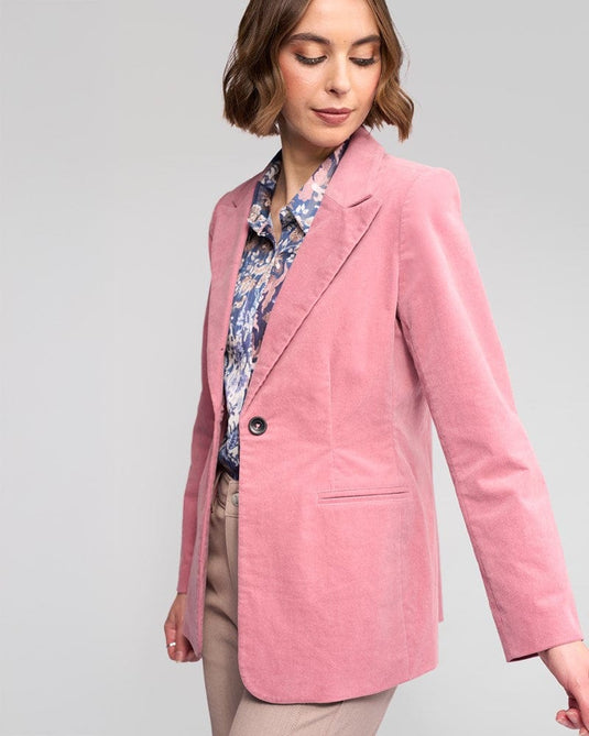 Vassalli Womens Gallery Cord Blazer - Dusty Pink