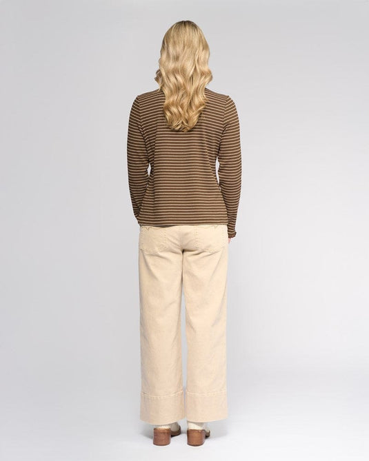 Vassali Womens Field Top - Chocolate/Oat