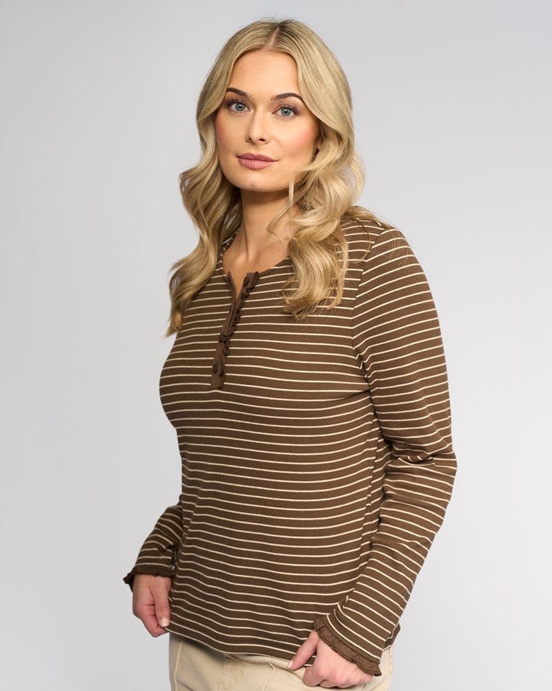 Load image into Gallery viewer, Vassali Womens Field Top - Chocolate/Oat

