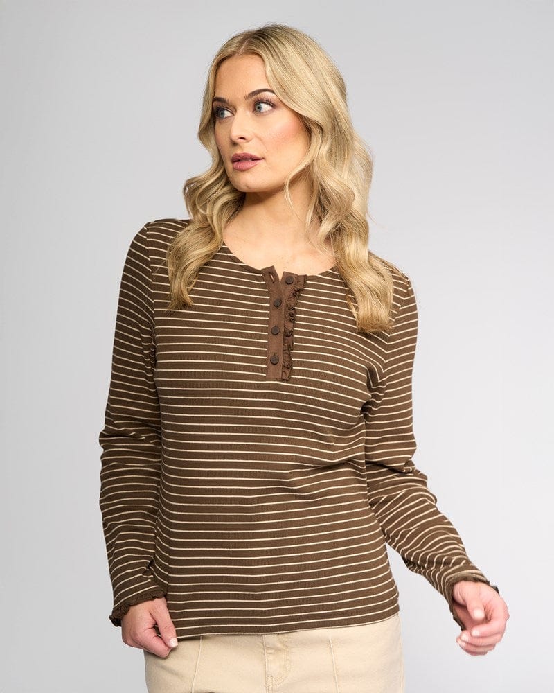 Load image into Gallery viewer, Vassali Womens Field Top - Chocolate/Oat
