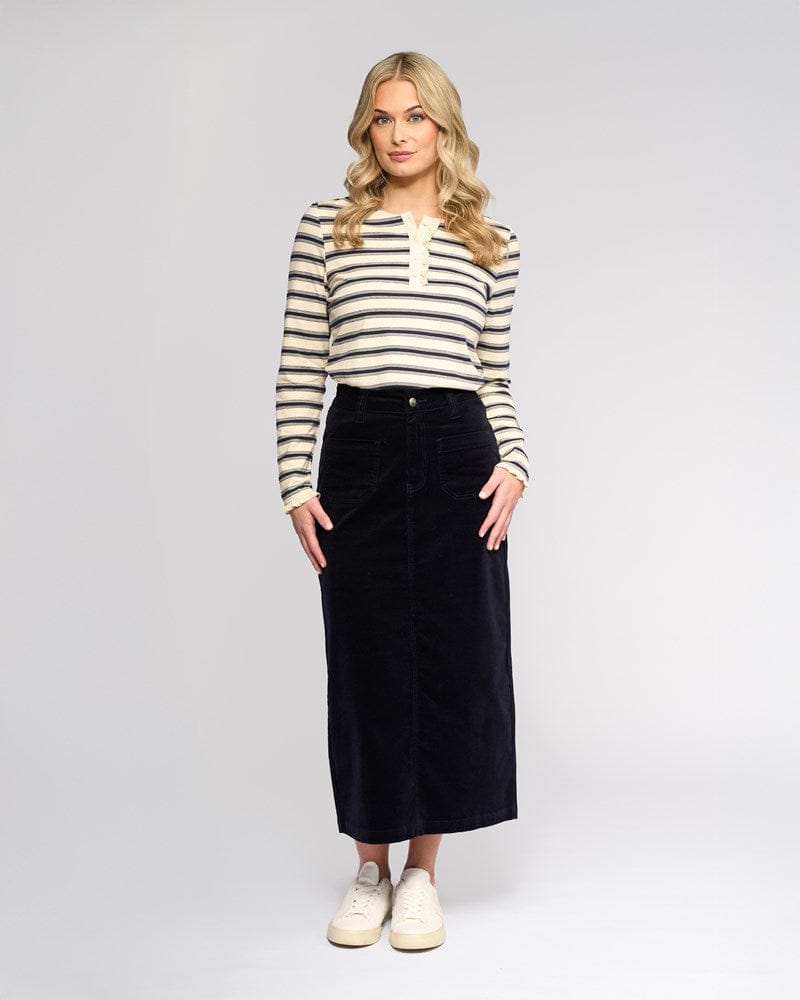Load image into Gallery viewer, Vassalli Womens Lane Cord Skirt - Midnight
