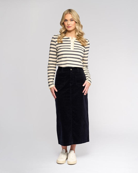 Vassalli Womens Lane Cord Skirt - Midnight
