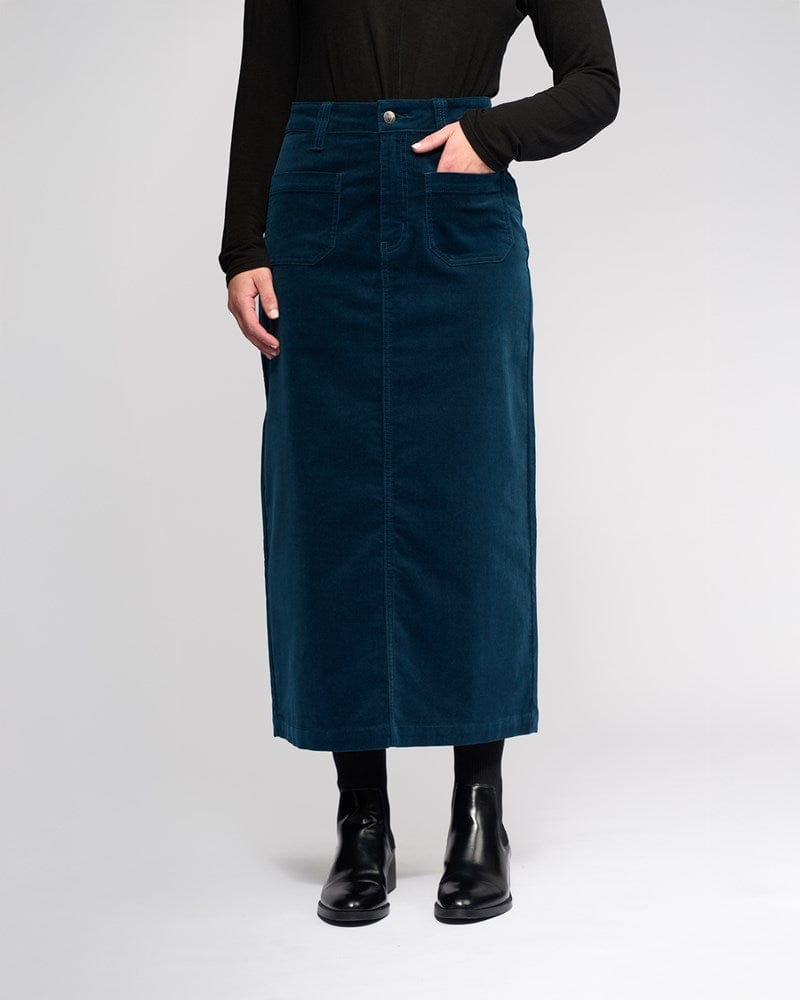 Load image into Gallery viewer, Vassalli Womens Lane Cord Skirt - Petrol
