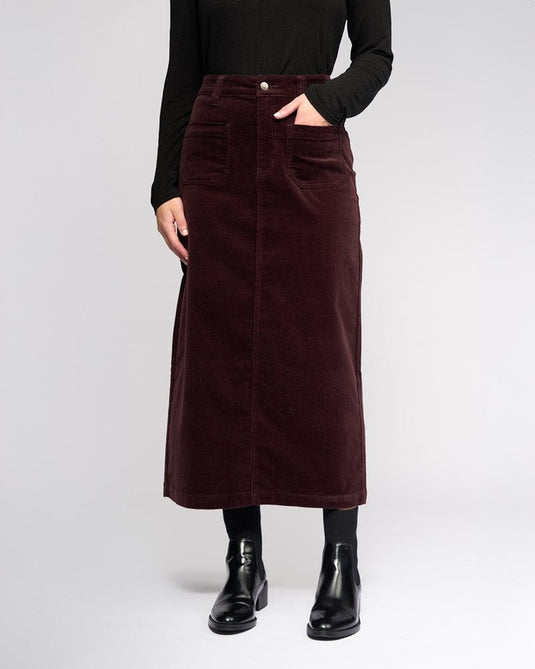 Vassalli Womens Lane Cord Skirt - Merlot
