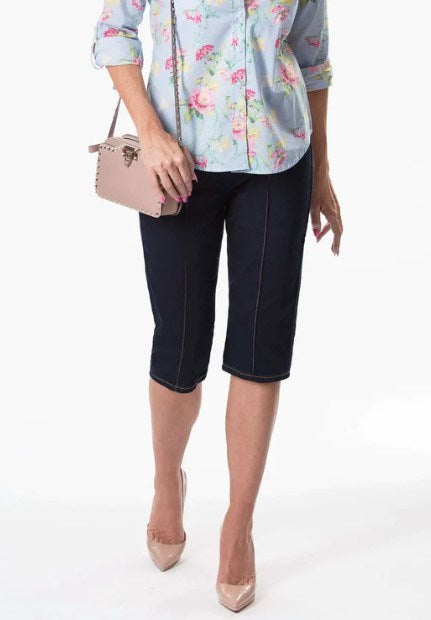 Corfu Womens Alex Delta Blue Wash Skimmer Crop Jeans