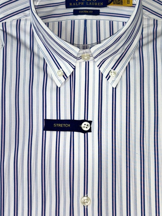 Ralph Lauren Mens Stretch Custom Fit Stripe Shirt