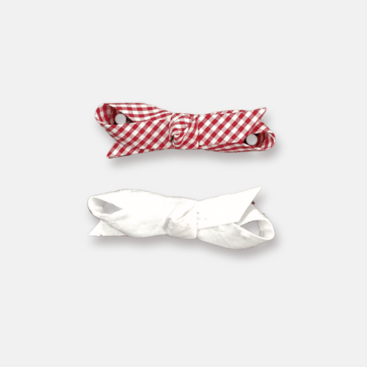 Love Henry Girls Clips 2 Pack - White/Petite Red Check