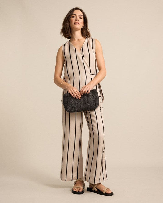 Marco Polo Womens Sleeveless Stripe Wrap