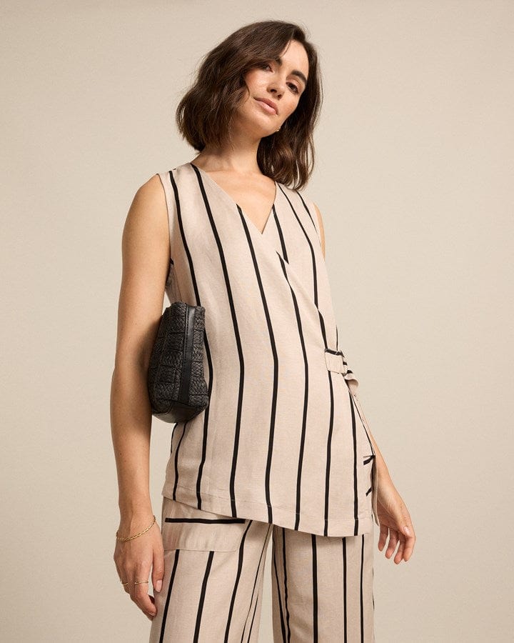 Load image into Gallery viewer, Marco Polo Womens Sleeveless Stripe Wrap
