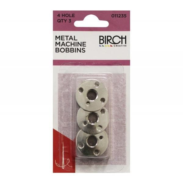 Birch 4 Hole Metal Machine Bobbins - 3PK