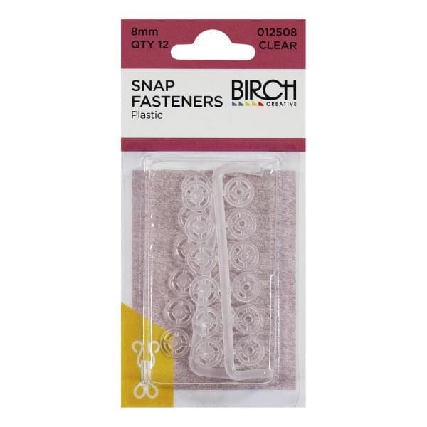 Birch Plastic Snap Fasteners (8mm, 12 Pack)